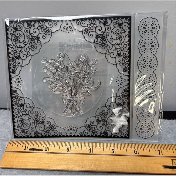 Lace Bouquet Springtime Paper Collection Stamp & Border Embossing Folder Set by - Picture 5 of 8